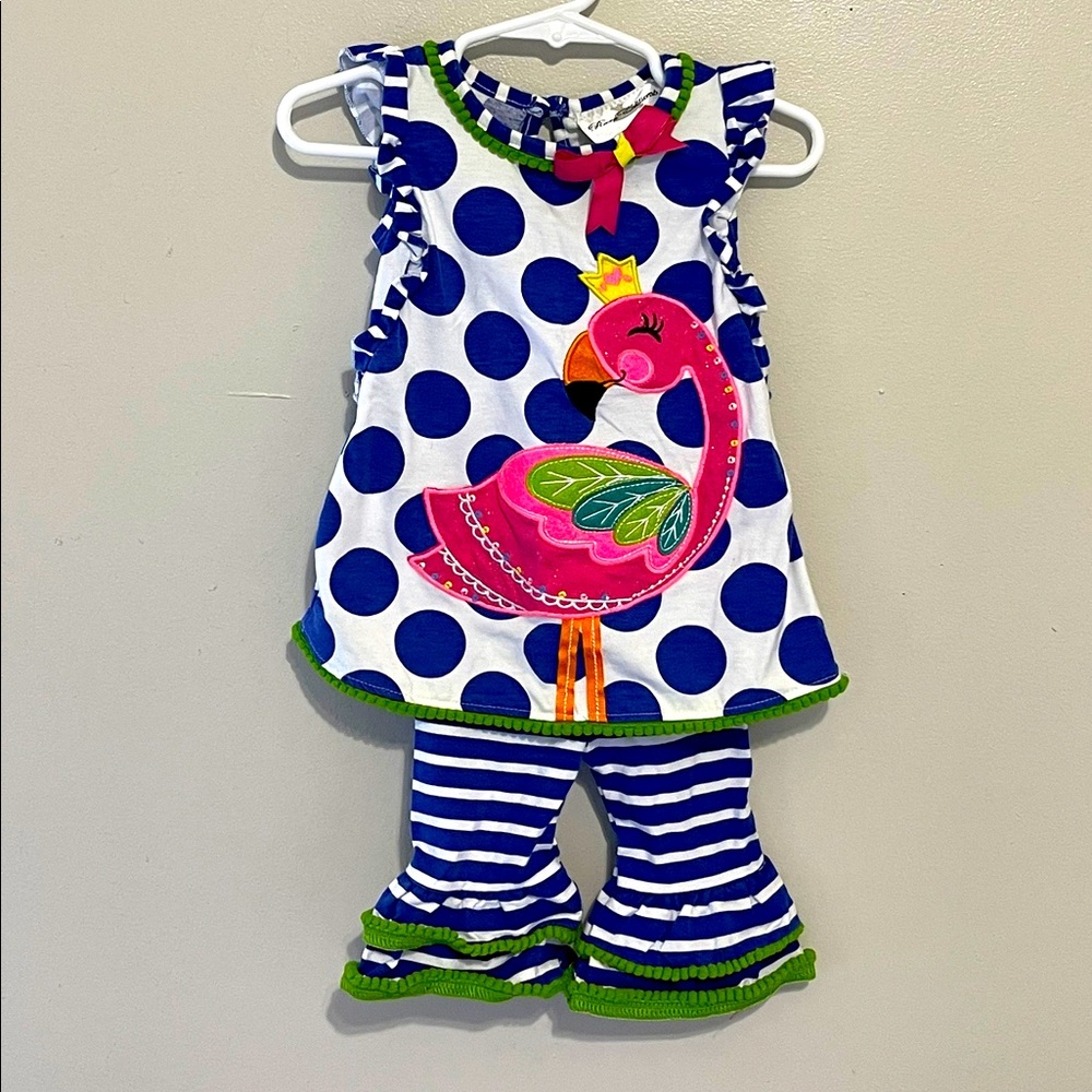 Adorable 2 piece Flamingo outfit! Colorful and Fun Print!